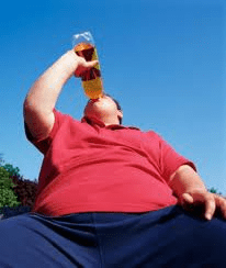 fat person drinking soda
